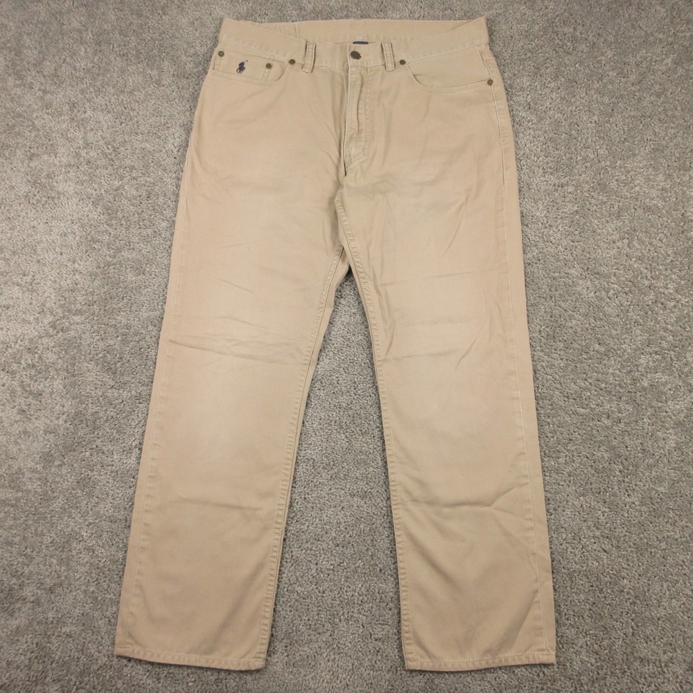 Polo Ralph Lauren Pants Mens 34x30 Beige Khaki 650 Straight Faded 5 Pocket Pant
